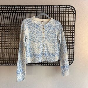 Free people Nocturnal Patterned Cashmere Cardi sea shell combo